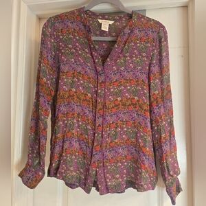 Sundance Floral Women's Blouse, Size Petite Small, 100% Silk